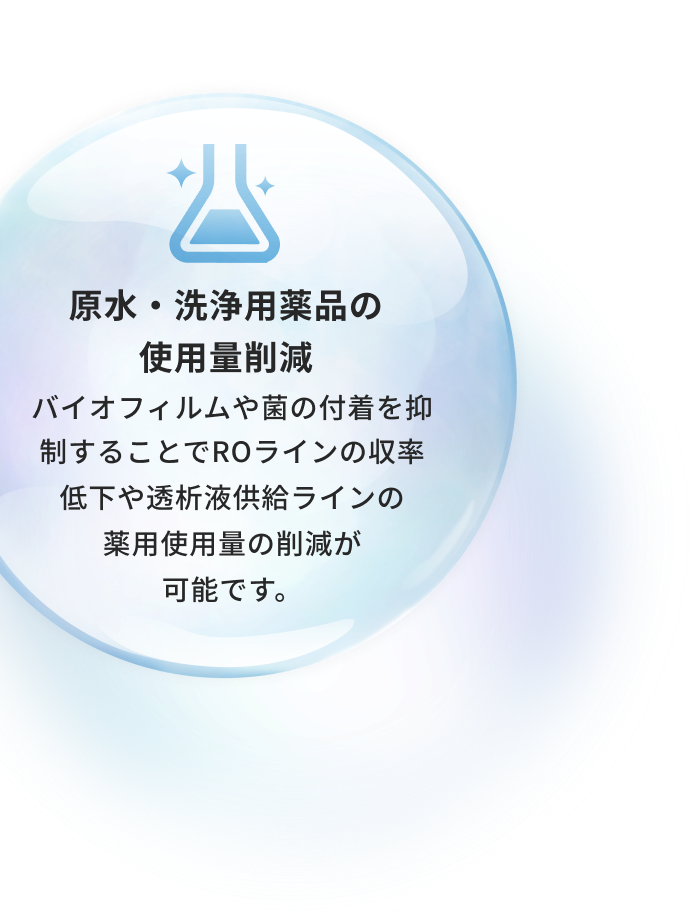 原水・洗浄用薬品の使用量削減